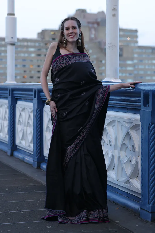 AKSHARA || BLACK DEVANAGARI SCRIPTURE SAREE