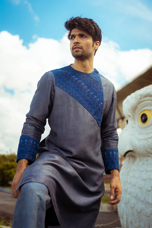 ASSYMETRIC YOKE KASHMIRI WORK  KURTA