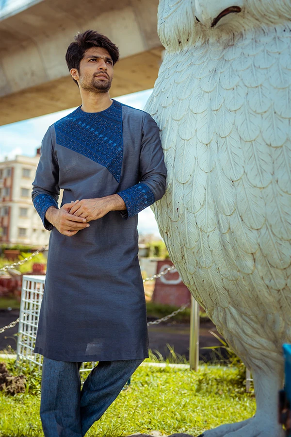 ASSYMETRIC YOKE KASHMIRI WORK  KURTA Hover