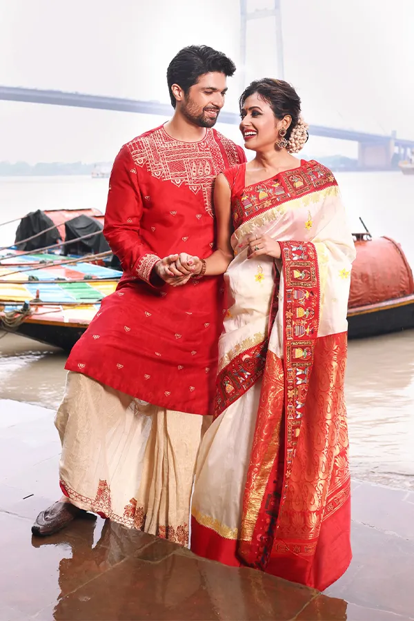 BALIKA BADHU || GOROD WEDDING HANDPAINTED EXQUISITE SAREE Hover