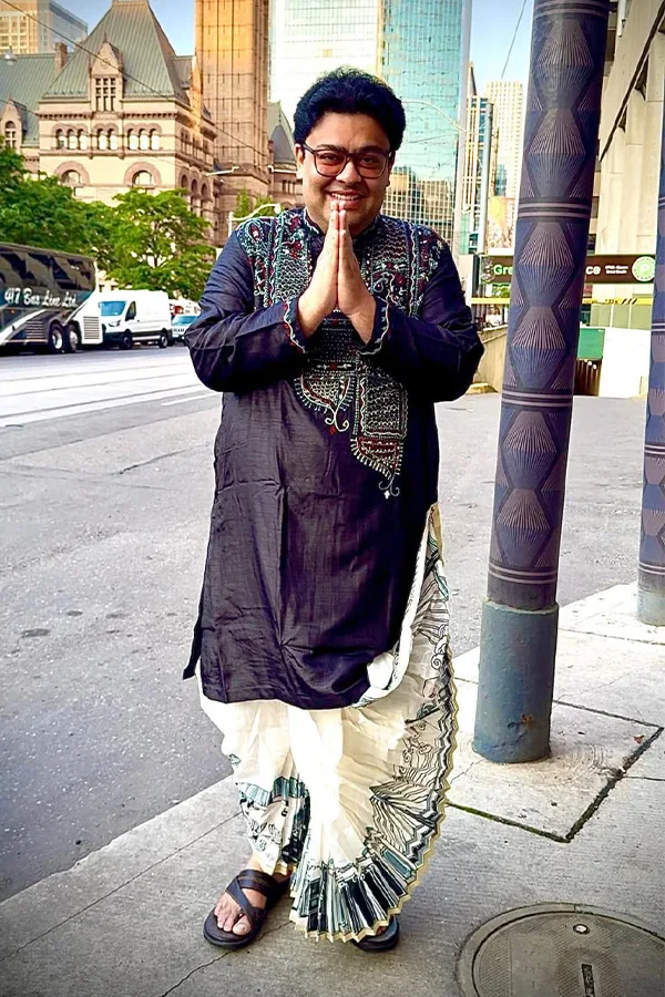 BLACK FOLIAGE KANTHA EMBROIDERY KURTA