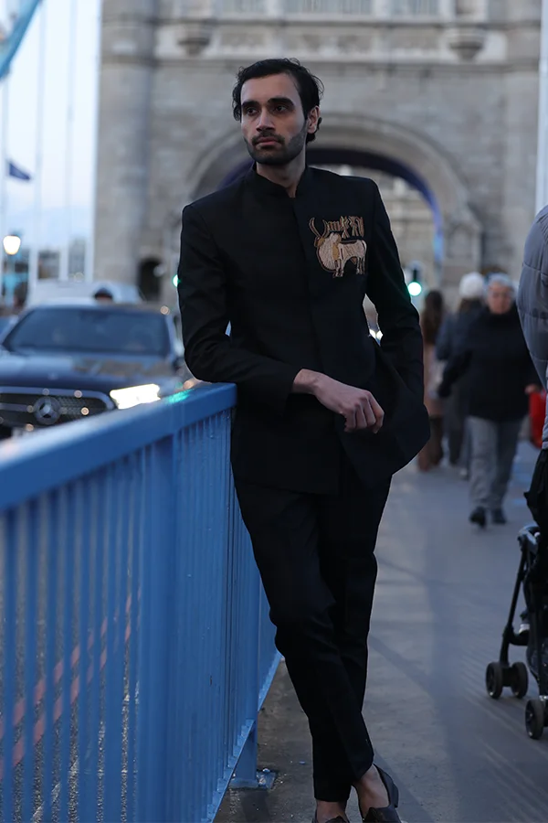 BLACK HARAPPAN MODERN HERITAGE BANDHGALA SET