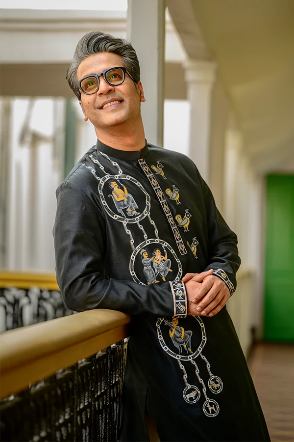 BLACK KALIGHAT PATTACHITRA KURTA SET