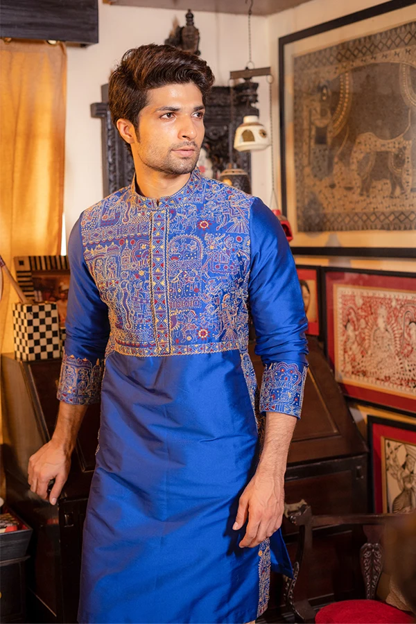 BLUE ROYAL ART EMBROIDERED KURTA Hover
