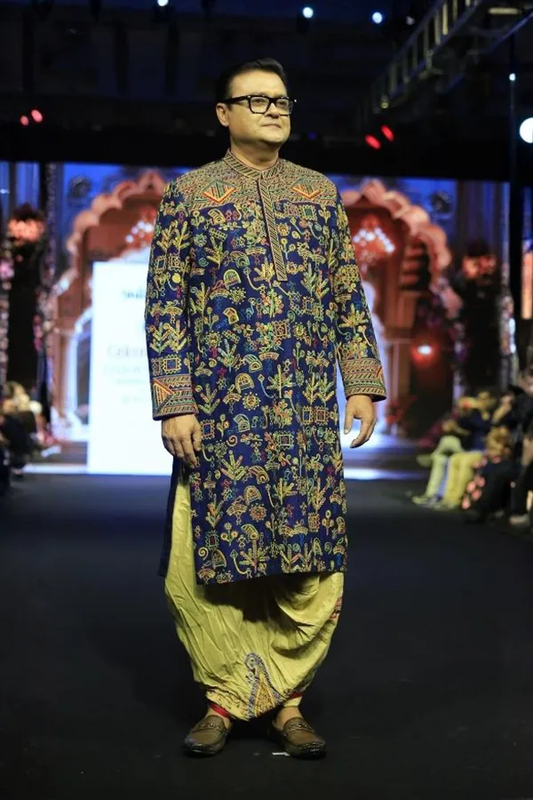 BLUE VILLAGE EMBROIDERED HERITAGE KURTA