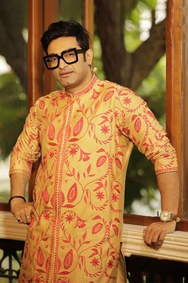 CLASSICAL KANTHA EMBROIDERED FLORAL ACHKAN