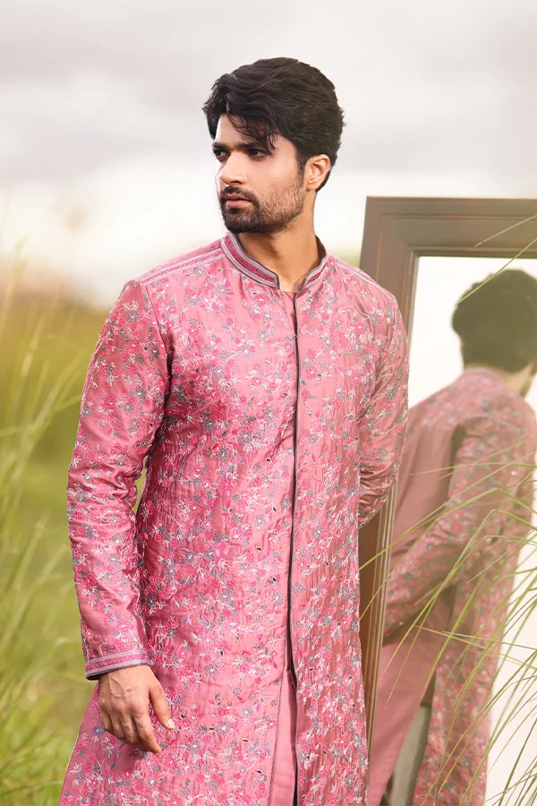 DESIGNER PINK EMBROIDERED SHERWANI Hover