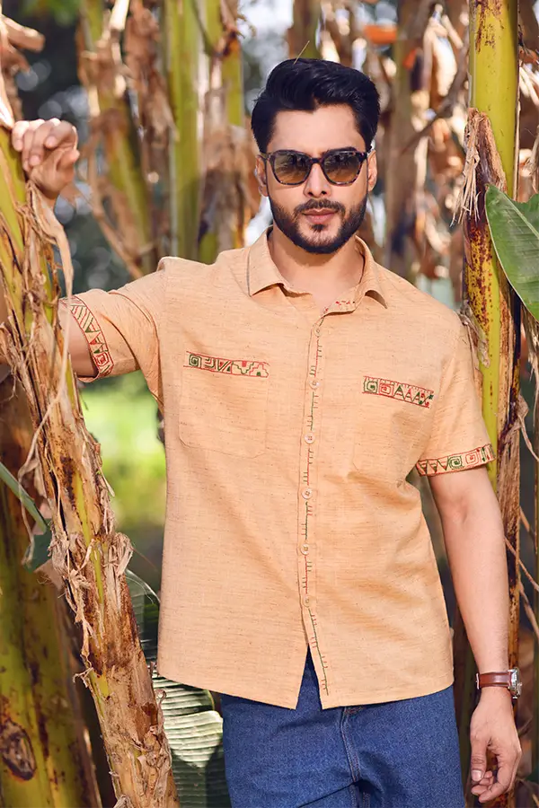 ETHNIC GEOMETRIC EMBROIDERED DESIGNER SHIRT - TUSSAR