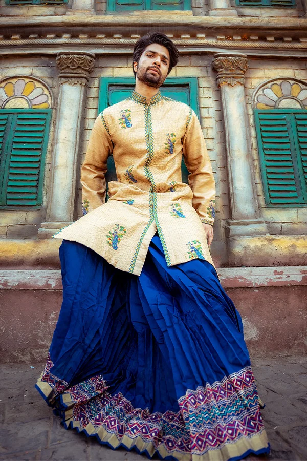 ETHNIC PEACOCK EMBROIDERED ACHKAN