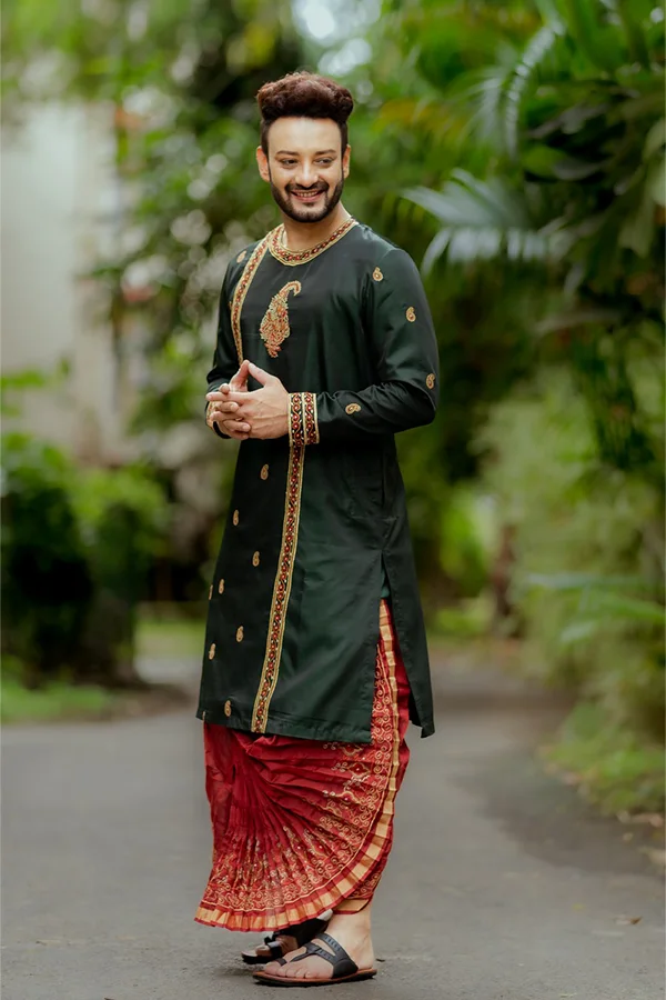 FOREST GREEN BENGALI CLASSICAL ANGRAKHA