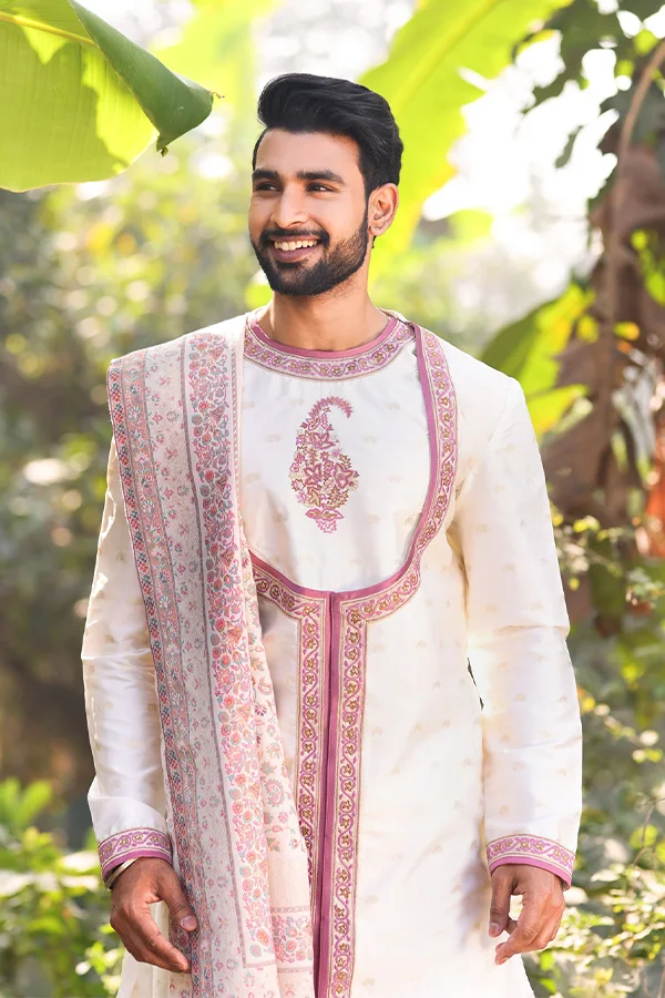 IVORY ETHNIC CO-ORD ANGRAKHA SET