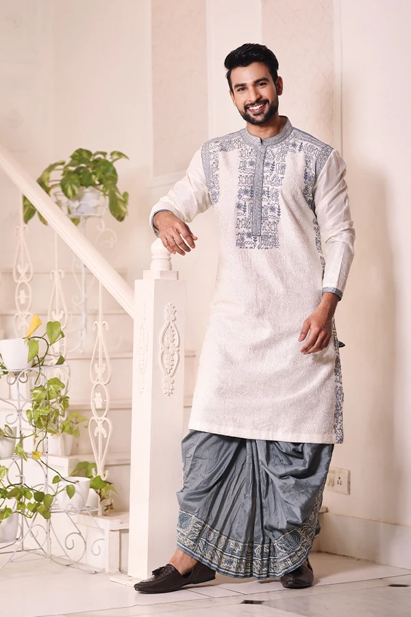 IVORY INDIAN FOLK ART TIMELESS KURTA
