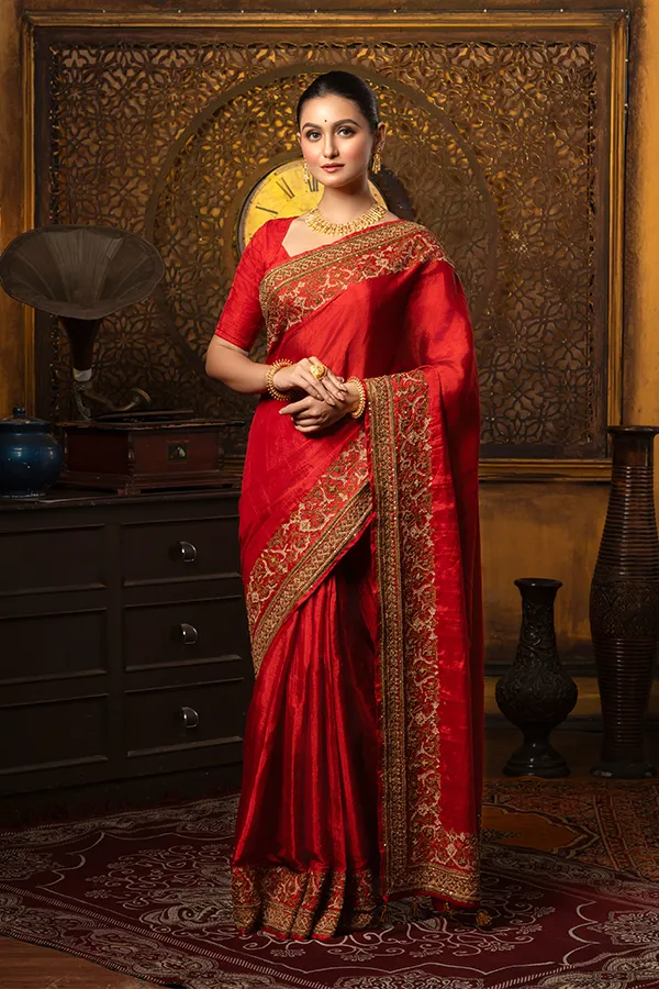 MAHARANI || LUXURIOUS RED SHIKARGAH SAREE