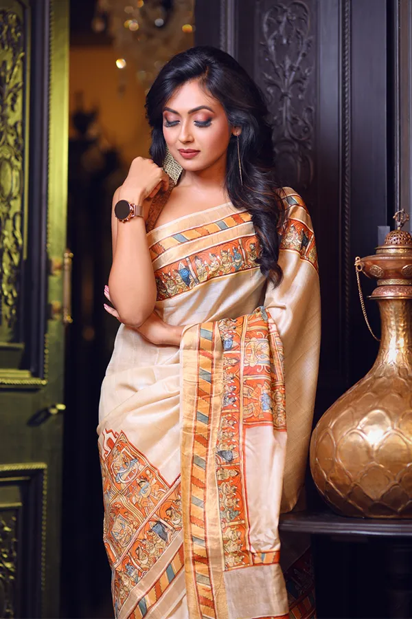 PATTACHITRA || VINTAGE TUSSAR HANDPAINTED PATTACHITRA SAREE