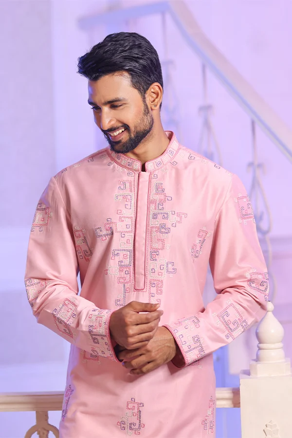 PINK HAND EMBROIDERED KURTA Hover