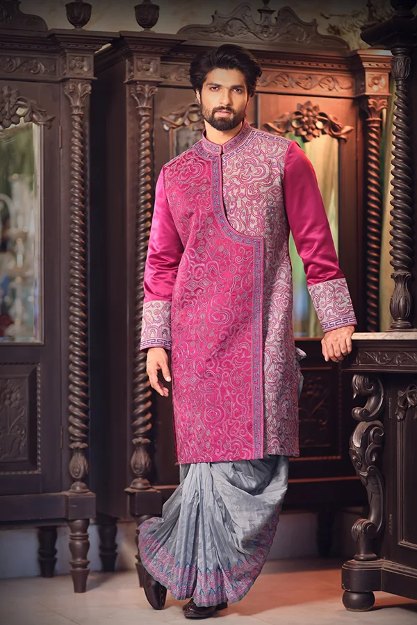 PURPLE-GREY EMBROIDERED GROOMSWEAR Hover