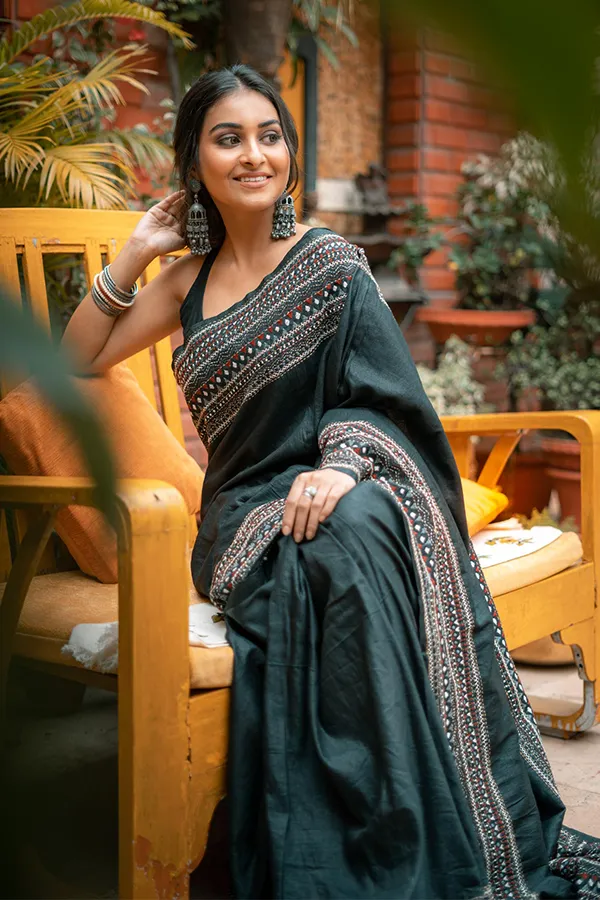 REBATI || TRIBAL PATTERNED KANTHA SAREE Hover