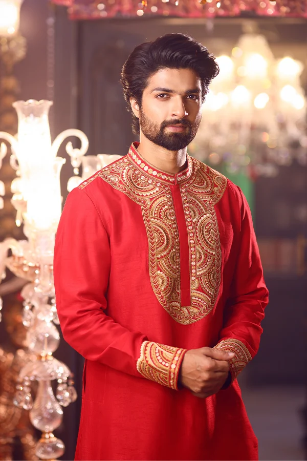 RED HANDCRAFTED DESIGNER KURTA