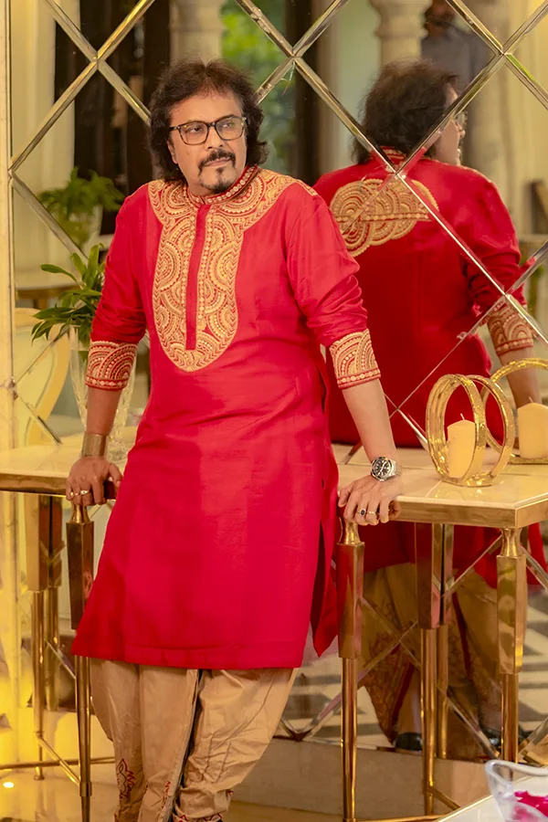 RED HANDCRAFTED DESIGNER KURTA Hover