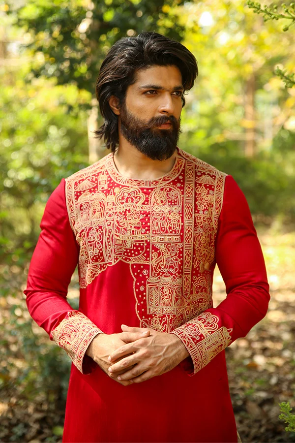 RED ROYAL FOLKLORE KURTA