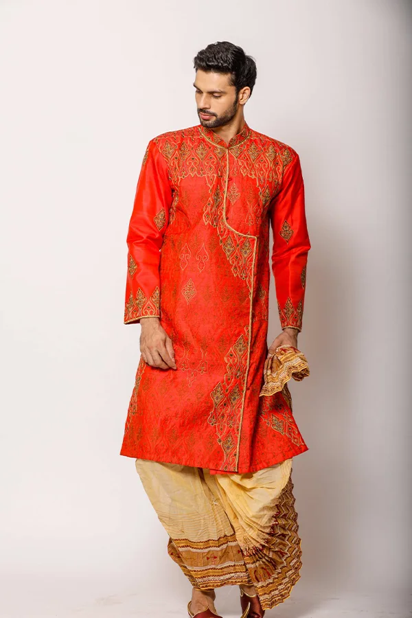 RED TRADITIONAL BENGALI HANDCRAFTED ANGRAKHA