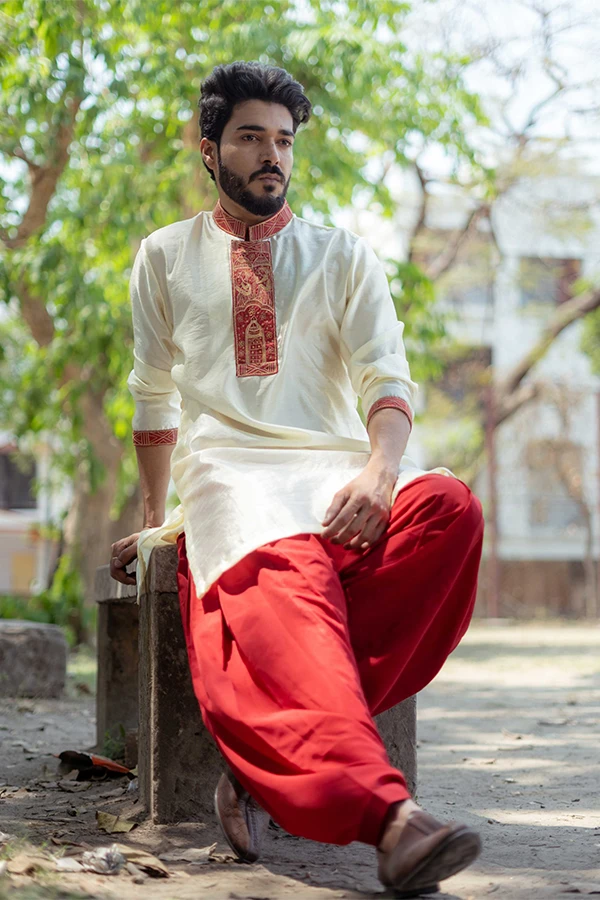 ROYAL ART CREAMSON KURTA Hover