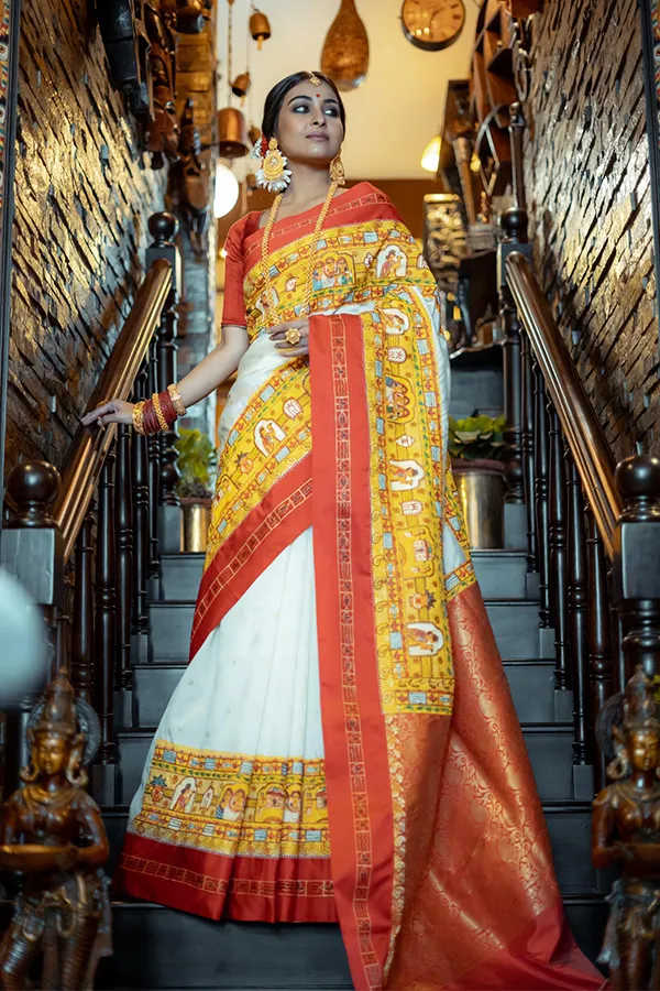 SHAILAPUTRI || GOROD WEDDING RITUAL HANDPAINTED SAREE