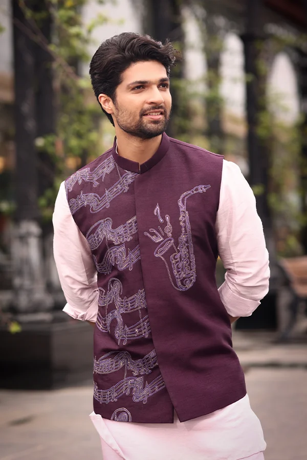 TIMELESS BEETHOVEN WINE HALF JACKET/BUNDI SET