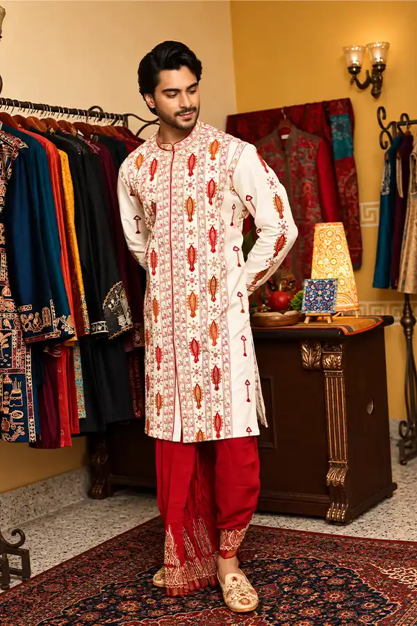 TRADITIONAL MARINE EMBROIDERED ACHKAN