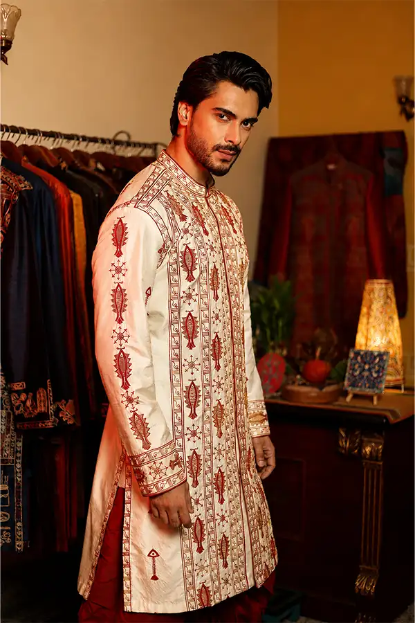 TRADITIONAL MARINE EMBROIDERED ACHKAN Hover