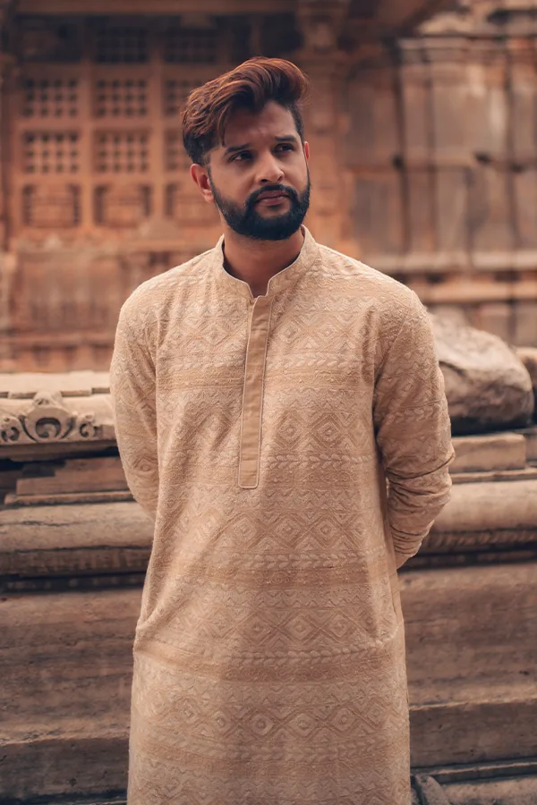 TUSSAR KANTHA EMBROIDERED ETHNIC KURTA Hover
