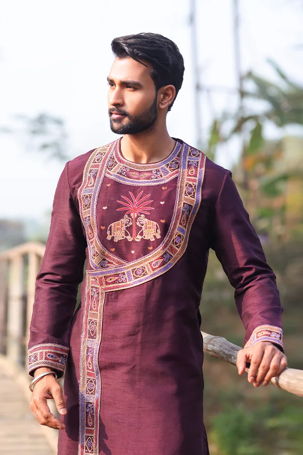 WINE ELEGANT CO-ORD ANGRAKHA SET Hover